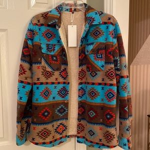 Aztec print Sherpa lined shacket